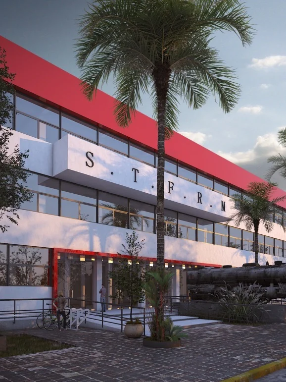 Render de la fachada del S.T.F.R.M. en Aguascalientes
